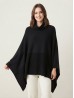 Super Soft Turtle Neck Side Slit Two-Tone Poncho Super Soft Turtle Neck Side Slit Two-Tone Poncho